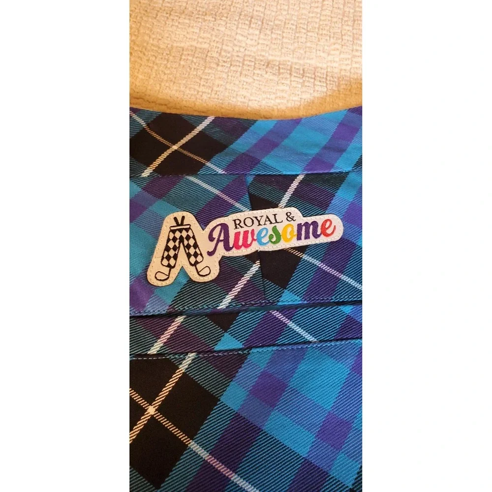 Royal & Awesome Men's golf shorts Sz 40 Blue Plaid Belt Loops 10.5